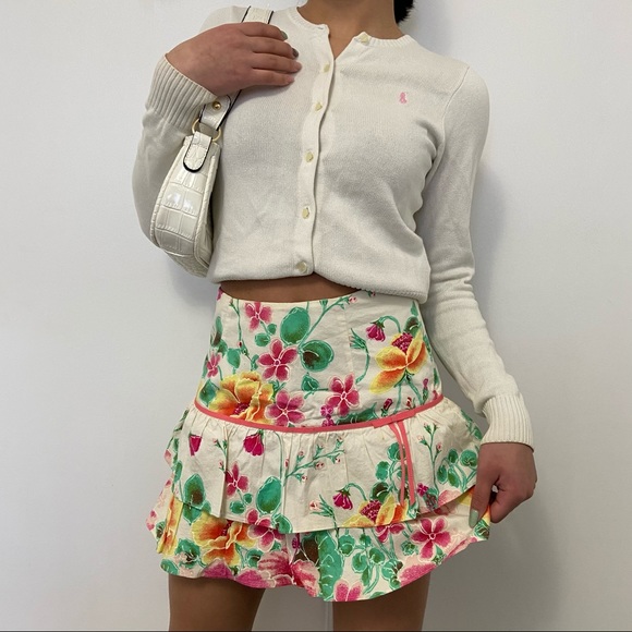 SPRING FLORAL PRINT LAYERED SKIRT - Picture 2 of 4